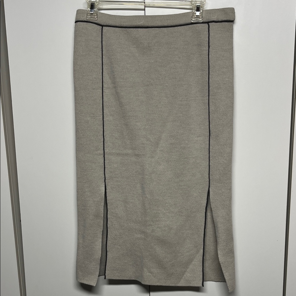 Iris & Ink A-Line Gray Women's Midi Skirt